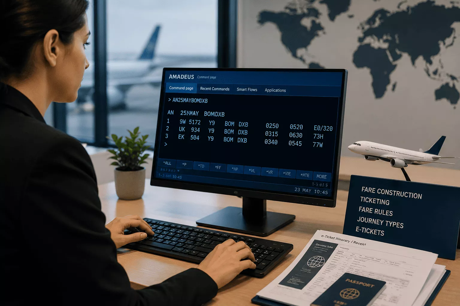 Traveler holding passport and tickets - GDS Fares & Ticketing Amadeus & Sabre
