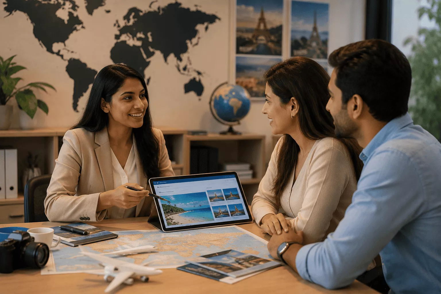 Person planning an itinerary on a map - Travel & Tourism Consultant