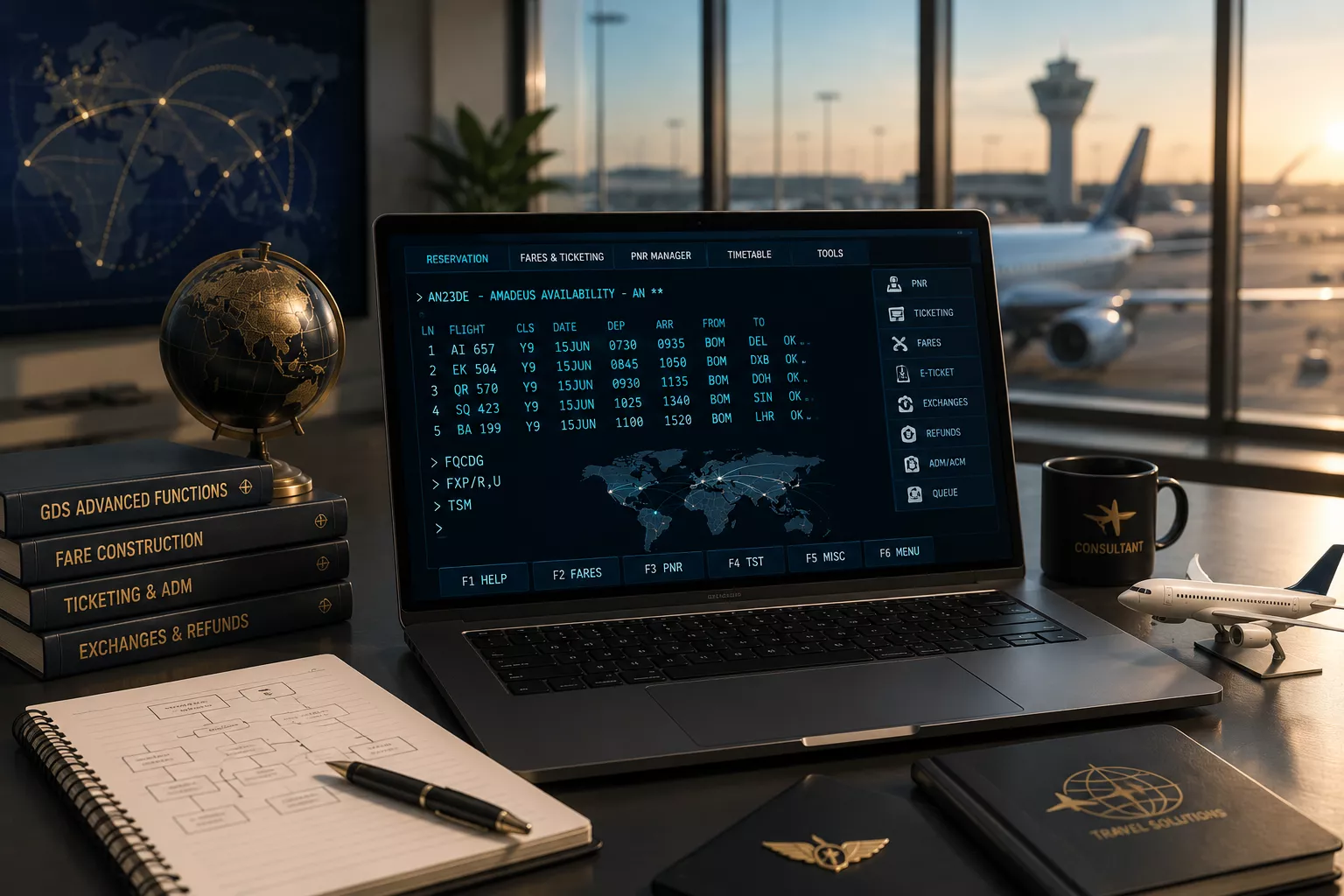 Travel professional reviewing advanced booking workflow - Crash Course Advanced
